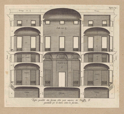 Cross section of the Palazzo Spinola in Genoa, Nicolaes Ryckmans, 1622 Canvas Print