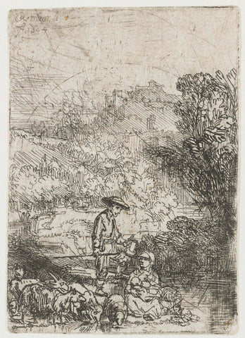 The shepherd and his family, Rembrandt van Rijn, 1644 Canvas Print