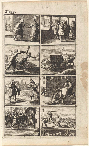 Story with depictions of murder and death penalty (F. 259), Abraham Dircksz. Santvoort, 1667 Canvas Print