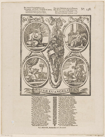 Het viertal Evangelieschryvers, / Vol geests, vol vuurs verstands en yvers [(...)], J. Robyn, 1806 - 1830 Canvas Print