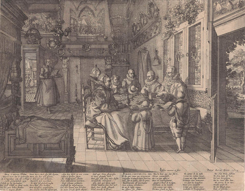 Prayer before meals, Claes Jansz. Visscher (II), 1609 Canvas Print