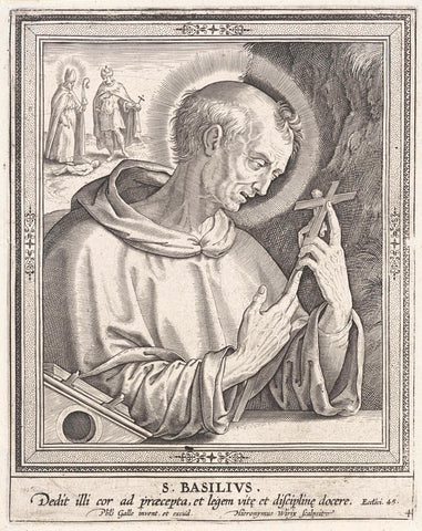 Saint Basil the Great, Hieronymus Wierix, 1563 - before 1610 Canvas Print