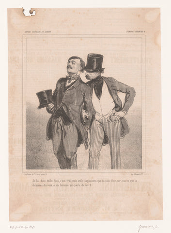 Two men talk about a creditor, Paul Gavarni, 1846 Canvas Print