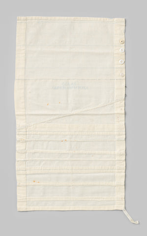 Sewing juice of linen and cotton with six buttons, four corner loops, a hook and eye and stitching with blue yarn; marked: 'G. Glass 1 April 1894 1 July', G. Glass, c. 1894 Canvas Print