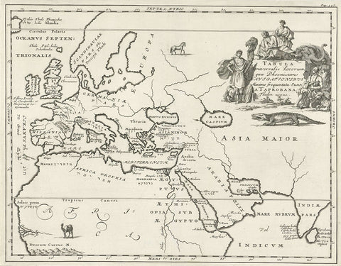 Map of Europe and parts of Asia and Africa, Jan Luyken, 1692 Canvas Print