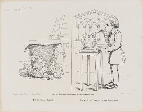 Cartoon on the building plans of the architect Rose, 1861, Johan Michaël Schmidt Crans, 1861 Canvas Print