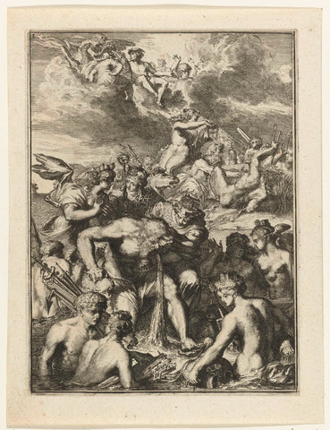 Title print of Book 1 of De Ystroom (1671) by Antonides van der Goes, Romeyn de Hooghe, 1671 Canvas Print