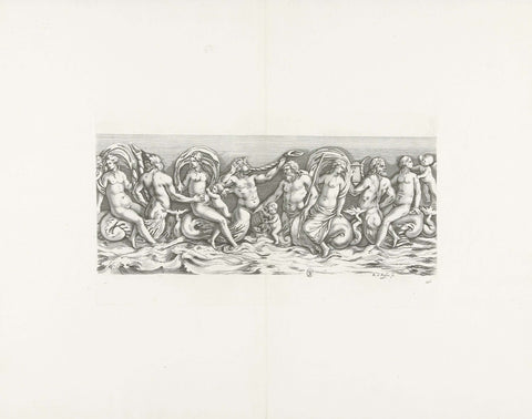 Bas-relief of a sarcophagus with nymphs, Reinier van Persijn, 1640 Canvas Print