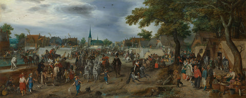 Princes Maurice and Frederick Henry at the Valkenburg Horse Fair, Adriaen Pietersz. van de Venne, 1618 Canvas Print