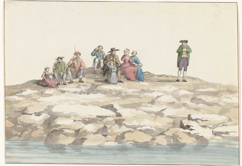 Spectators at the departure from the port of Luogo Vivo, Louis Ducros, 1778 Canvas Print