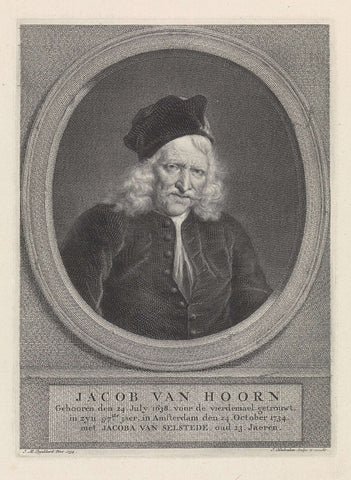 Portrait of Jacob Hoorn, Jacob Houbraken, 1734- 1736 Canvas Print