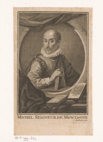 Portrait of Michel de Montaigne, Jacob Houbraken, 1708- 1780 Canvas Print