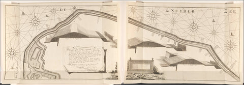 Map of the seawall east of Muiden, 1737, consisting of two parts, Hendrik de Leth, in or after 1737 Canvas Print