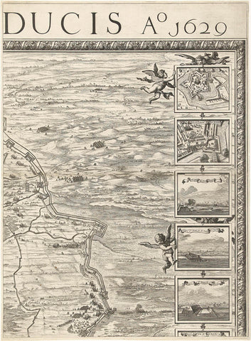 Large map of the siege of Den Bosch by Frederik Hendrik (top right page), 1629, Balthasar Florisz. of Berckenrode, 1629 Canvas Print