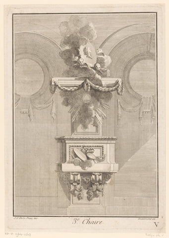 Pulpit with medallion and triangle with halo, unknown, Jean-François Daumont, 1745 - 1755 Canvas Print