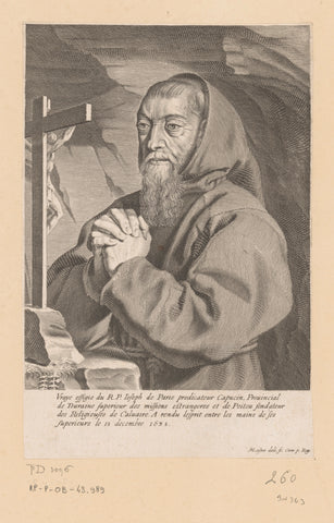 Portrait of François Leclerc du Tremblay in prayer, Michel Lasne, 1638 - 1667 Canvas Print