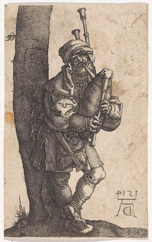 De doedelzakspeler, Hieronymus Wierix (attributed to), 1559 - before 1619 Canvas Print