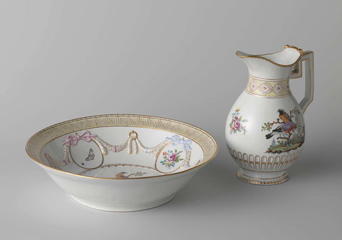 Ewer and basin, Porseleinfabriek Den Haag, c. 1777 - c. 1790 Canvas Print