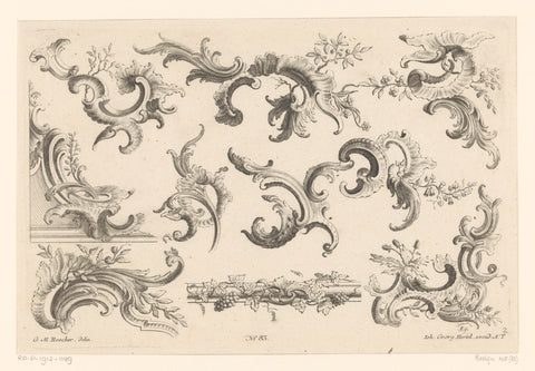 Rocaille motifs, Emanuel Eichel, 1727 - 1775 Canvas Print