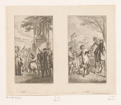 Two scenes from Bürger's Poems, Daniel Nikolaus Chodowiecki, 1778 Canvas Print