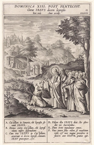 Christ heals a leper, Antonie Wierix (II), 1593 Canvas Print