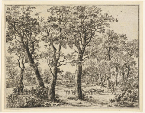 Landscape with trees and large stone, Ernst Willem Jan Bagelaar, 1819 Canvas Print