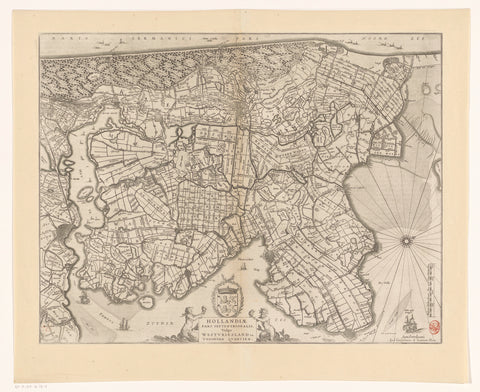 Map of the northern part of the county of Holland, anonymous, 1662 Canvas Print