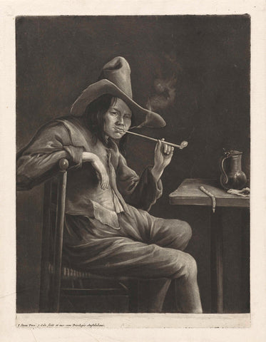 De Reodor: pipe-smoking man, Jacob Gole, 1670 - 1724 Canvas Print