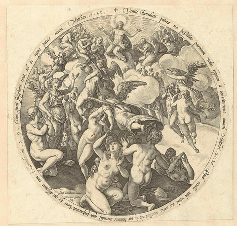 The Blessed are received in heaven, Hendrick Goltzius, 1575 - 1579 Canvas Print