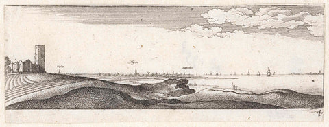 Zuiderzee with a view of Amsterdam, Weesp and Muiden, Wenceslaus Hollar, 1627 - 1636 Canvas Print