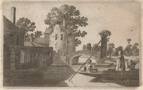 Ferry at a city gate, Gillis van Scheyndel (I), 1605 - 1653 Canvas Print