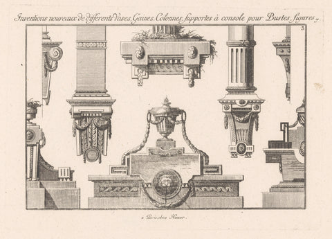 Buildings with vases, Johann Thomas Hauer, 1781 Canvas Print