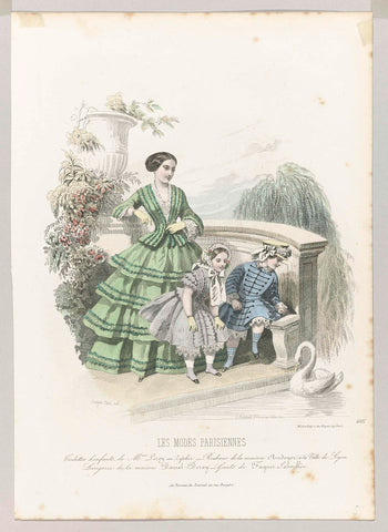 Les Modes Parisiennes, 1854, No. 601 : Toilettes d'enfants (...), Montaut d'Oleron. Gabriel Xavier, 1854 Canvas Print