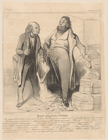 Robert Macaire met aandelenhandelaar, Honoré Daumier, 1837 Canvas Print