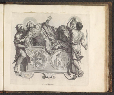 Coat of arms of the Barbarigo family and the death of Saints Gervasius and Protasius, Robert of Audenaerd, 1673 - 1743 Canvas Print