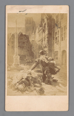 Photo reproduction of an engraving of the Bartholomew's Night in Paris on 24 August 1572, anonymous, 1850 - 1900 Canvas Print