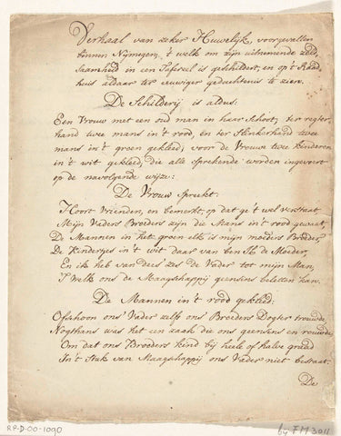 Verses and diagram explaining the Nijmegen Riddle of the Complicated Marriage from 1619, anonymous, 1800 - 1899 Canvas Print