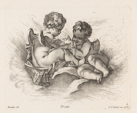 Putti with pigeon, unknown, 1705 - 1775 Canvas Print