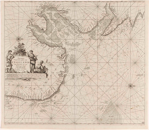 Pass map of the east coast of England, with the mouth of the Humber, Jan Luyken, 1681 - 1799 Canvas Print