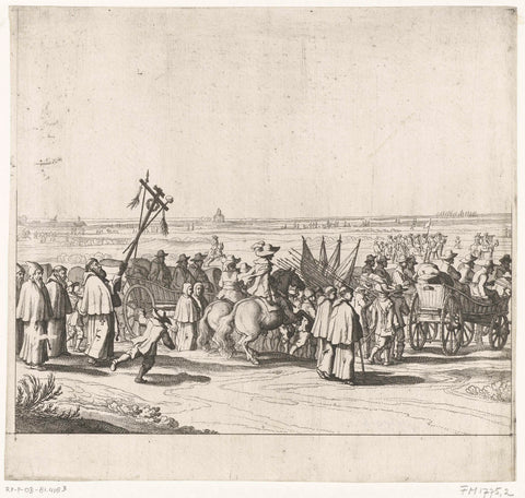 Exodus of the Spanish garrison from Breda (plate 2), 1637, anonymous, 1637 Canvas Print