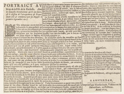 Text sheet accompanying the print of the siege of La Rochelle, 1627-1628, Claes Jansz. Visscher (II), 1628 Canvas Print