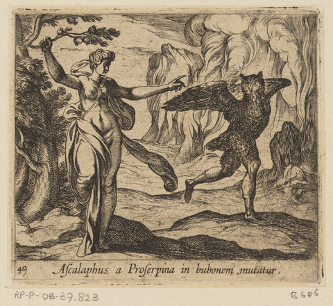 Proserpina turns Ascalaphus into an owl, Antonio Tempesta, 1606 Canvas Print