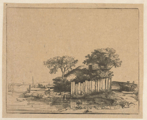 Cottage with a white paling, anonymous, after 1648 Canvas Print