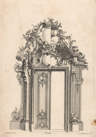 Door frame with putti and vase, unknown, 1750 - 1760 Canvas Print