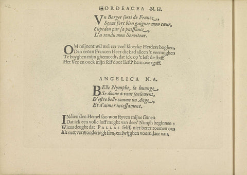 Quatrains in the representations of Hordeacea N.H. and Angelica N.A., Crispijn van de Passe (II), 1640 Canvas Print