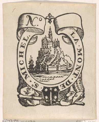 Vignette with the Mont-Saint-Michel, the coat of arms of the city of Haarlem and the monogram HVW, Isaac Vincentsz. van der Vinne, 1675– 1740 Canvas Print