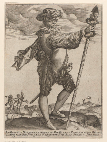 Officer with lance, Pieter Maes, 1587 Canvas Print