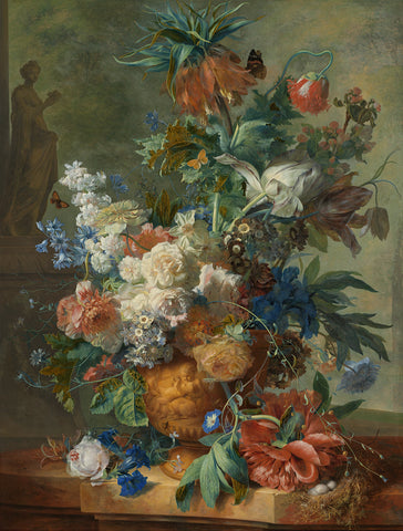 Still Life with Flowers, Jan van Huysum, 1723 Canvas Print