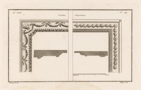 Plafonds met garlands en bladmotieven, Jean Pelletier, Charles Le Père & Pierre-Michel Avaulez, 1772-1779 Canvas Print