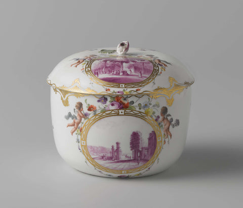 Sugar bowl, Porcelain factory The Hague, c. 1777 - c. 1790 Canvas Print